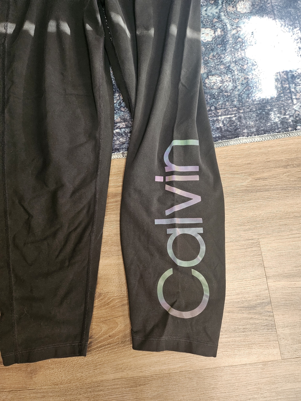 Calvin Klein Black Womens Active Leggings with Side Logo - Picture 2 of 3